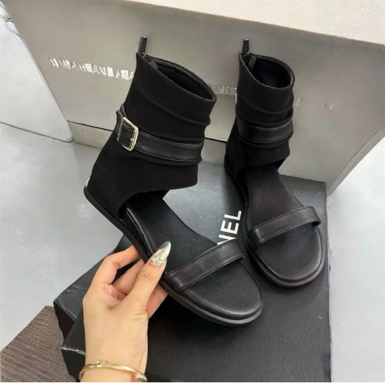 Sandal boot cổ cao độn đế 2cm da mềm êm